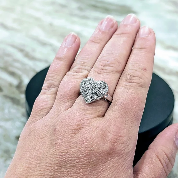 Affinity Diamond Sterling Heart Ring - Picture 7 of 11